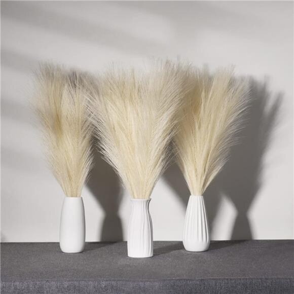 Faux Pampas Grass, 18"/45cm Artificial Pampas Grass Fluffy 6 Stem pompous Grass - Picture 2 of 7